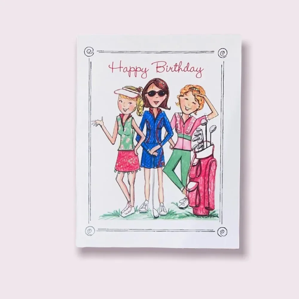 SET(4) of Lula Bell Designs-Golf Collection Note Cards including Birthday Card